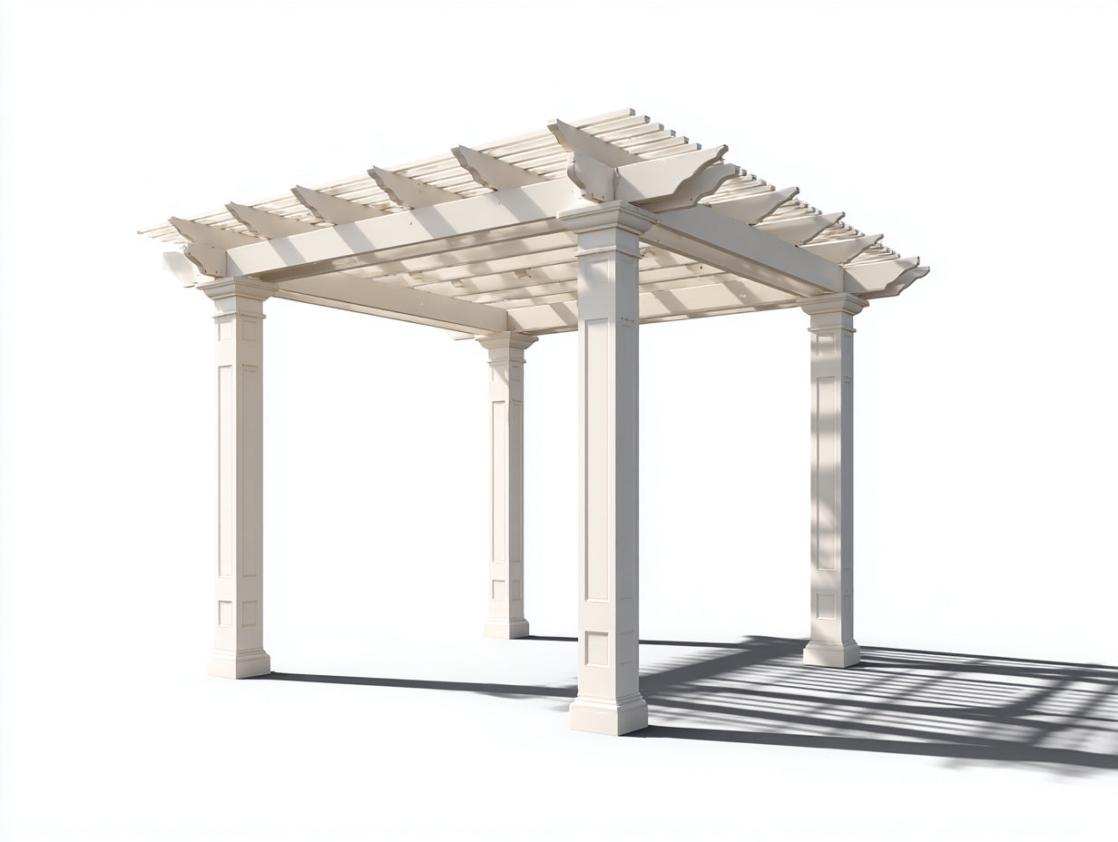 Pavillon Holzrahmen mit Pergoladach 320x300x250 cm - Cremeweiß - klassisches Design
