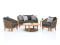 Gartensofa Rattanoptik Set mit Sesseln und Tischen 205x80x78 cm - Naturbraun-Dunkelgrau - modernes Design
