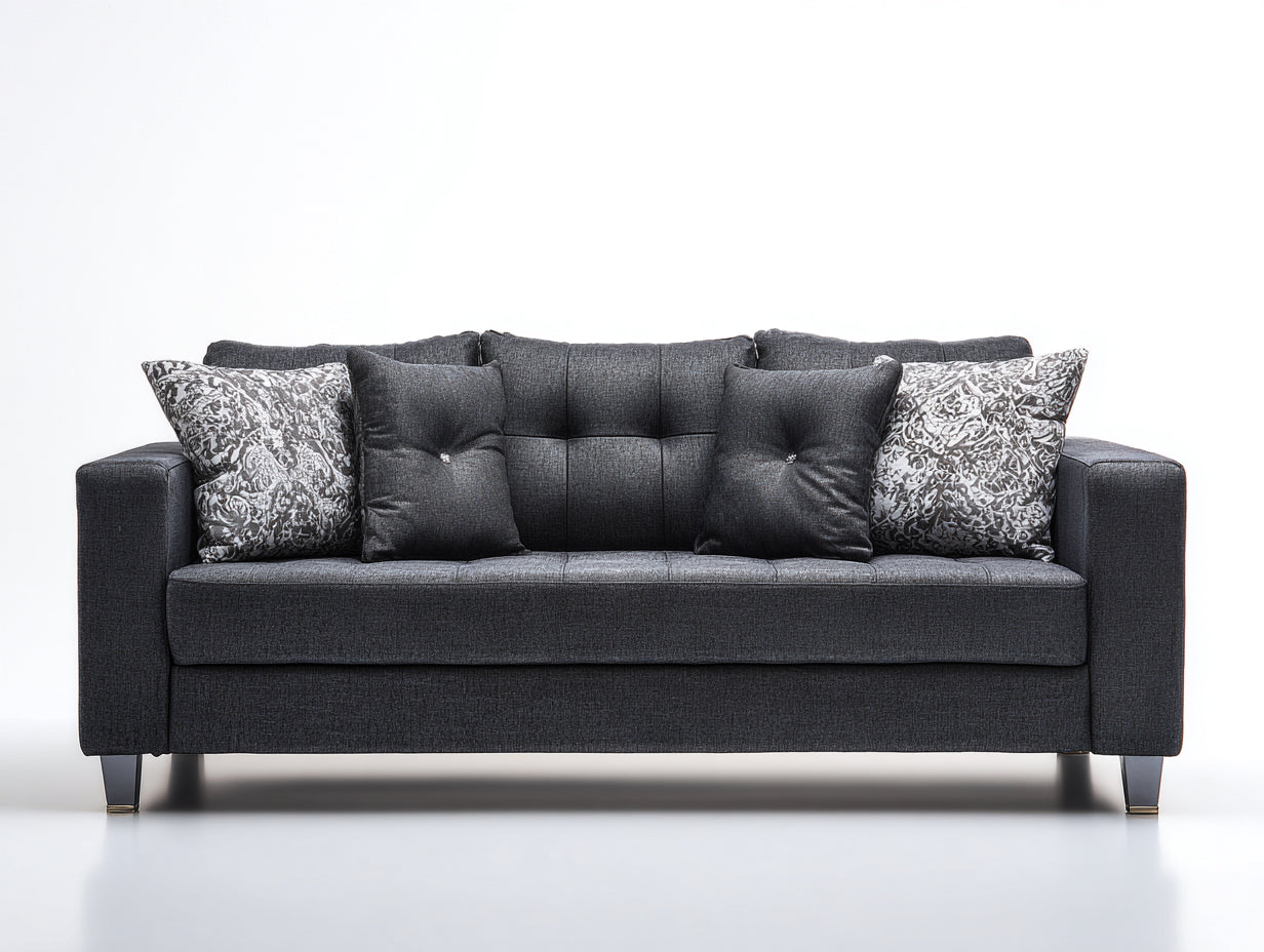 Gerades Sofa Stoff 225 x 88 x 82 cm - Dunkelgrau - für Wohnzimmer modernes Design