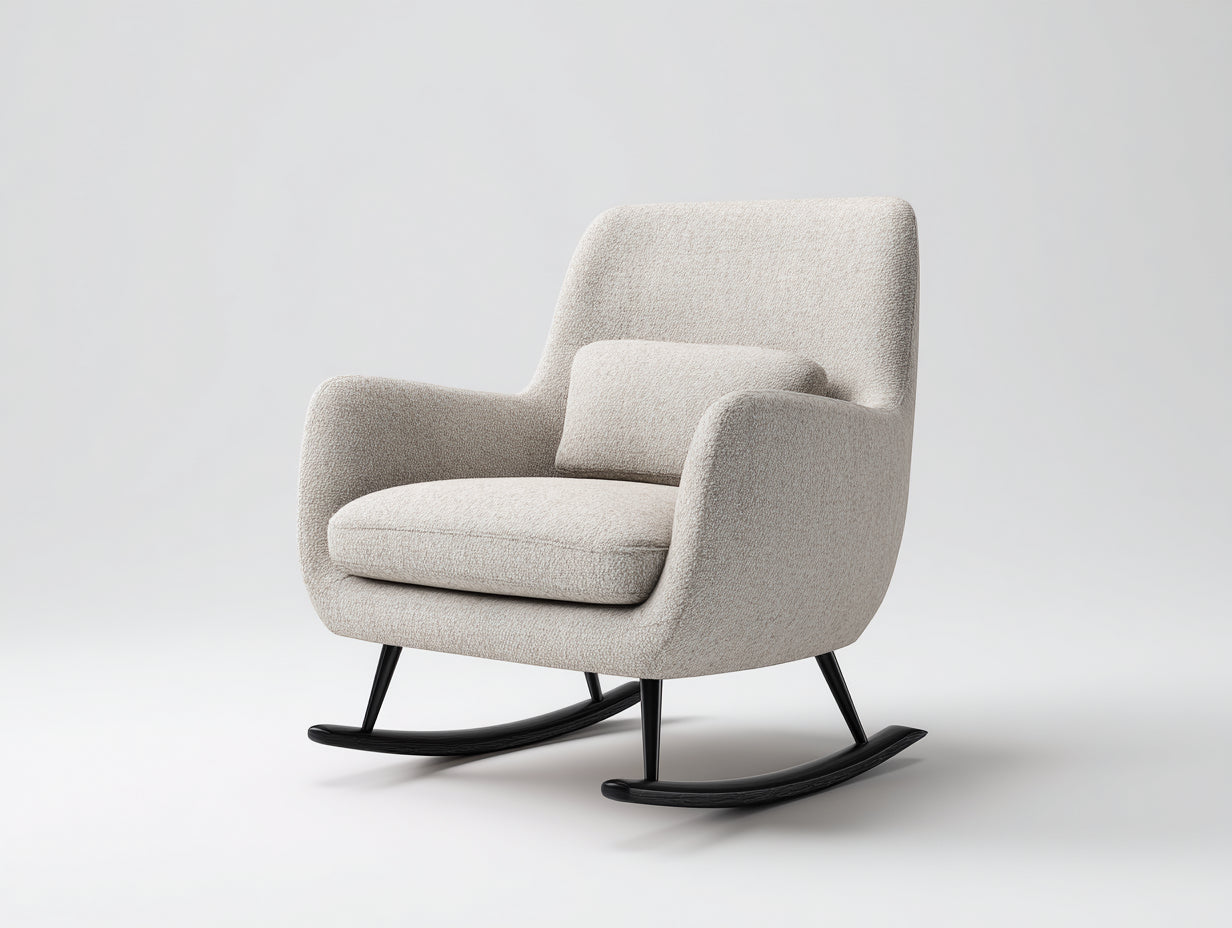 Schaukelstühle Stoffbezug mit Metallgestell 78x86x92 cm - Beige-Schwarz - modernes Design