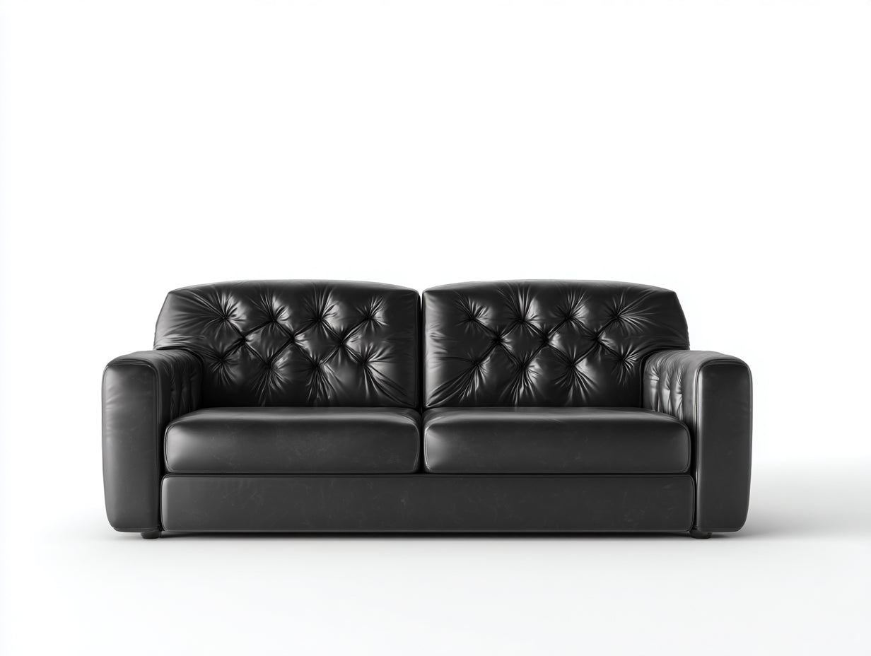 Gerades Sofa Kunstleder 172x90x76 cm - Schwarz - modernes Wohnzimmer-Sofa mit Knopfheftung