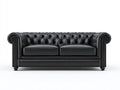 Gerades Sofa 220x90x78 cm - Kunstleder schwarz - Chesterfield-Stil für Wohnzimmer