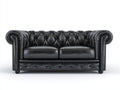 Gerades Sofa Lederoptik mit Chesterfield Steppung 220x90x78 cm - Schwarz - klassisches Design