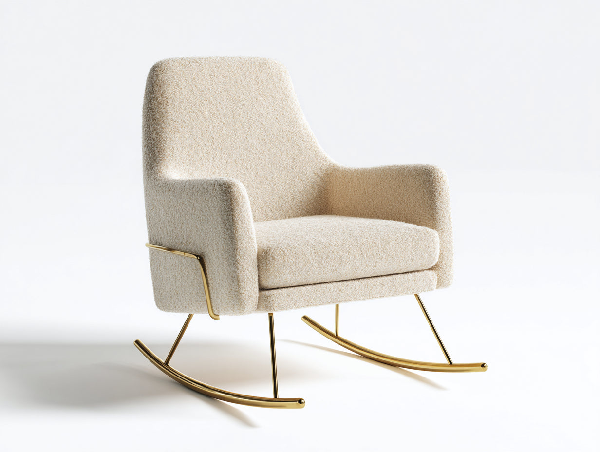 Schaukelstühle Stoff 80 x 76 x 95 cm - Creme-Gold - für Wohnzimmer modernes Design