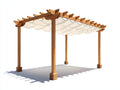Pavillon 500x300x260 cm - Holz in Naturbraun mit weißem Stoffdach - klassischer Gartenpavillon