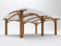 Pavillon 600x400x280 cm - Holzoptik und weißes Dach - moderner Gartenpavillon