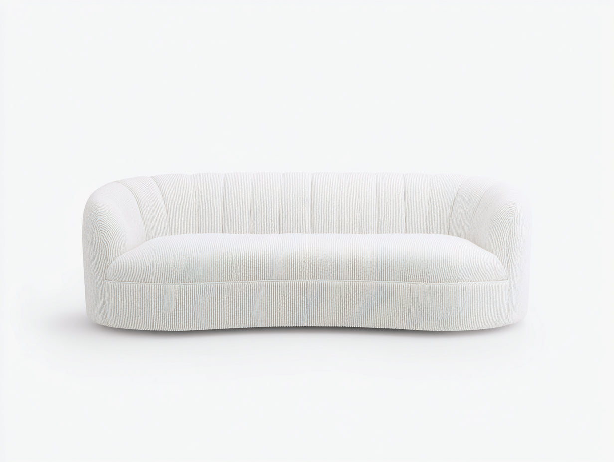 Gerades Sofa 230x92x72 cm - Cordstoff cremeweiß - moderner Lounge-Stil für Wohnzimmer
