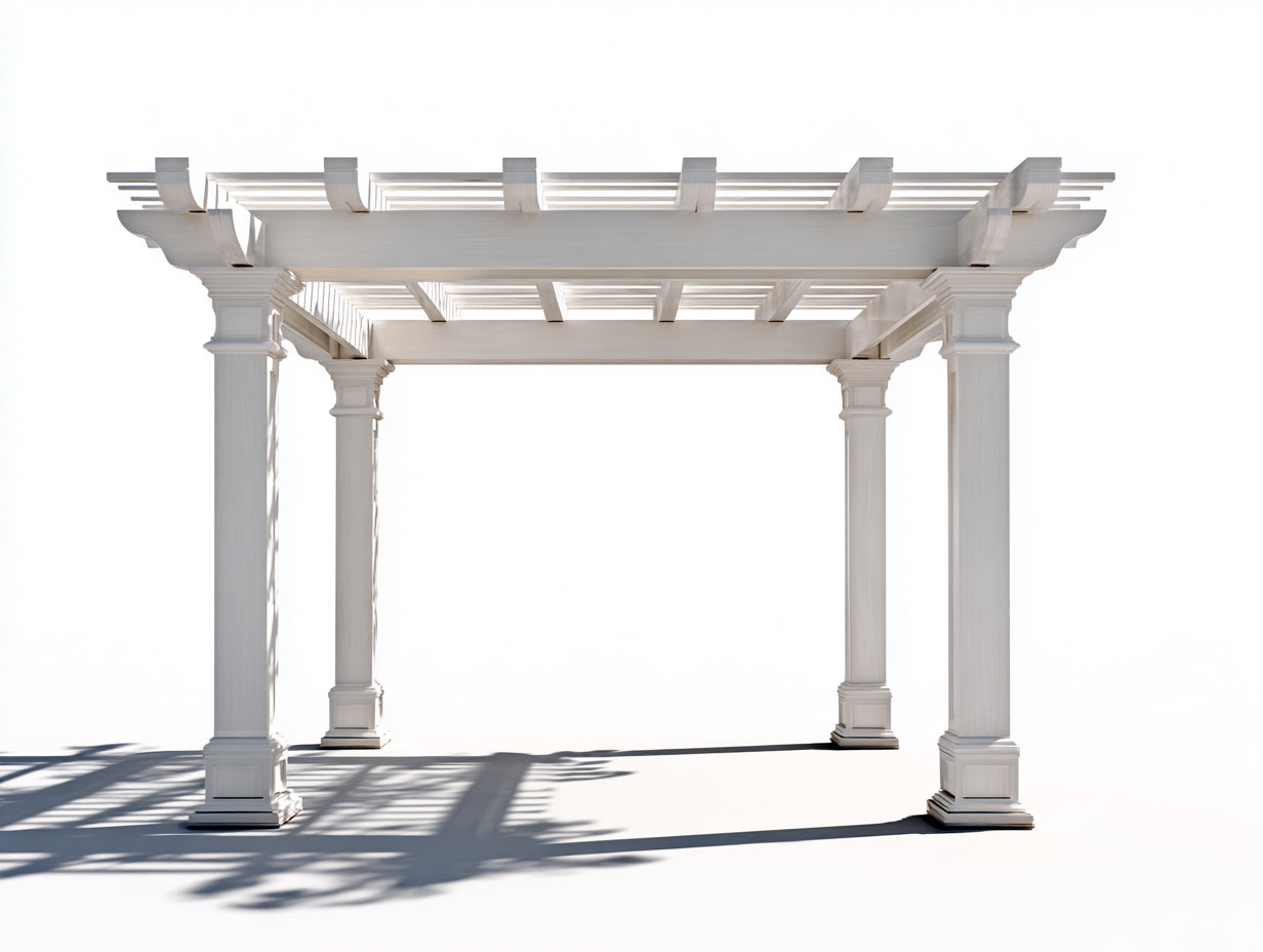 Pavillon 420x300x260 cm - weiße Holzoptik mit offener Dachstruktur - klassischer Gartenpavillon