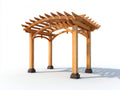 Pavillon Holz 340 x 280 x 255 cm - Naturholz-Dunkelbraun - für Garten modernes Design