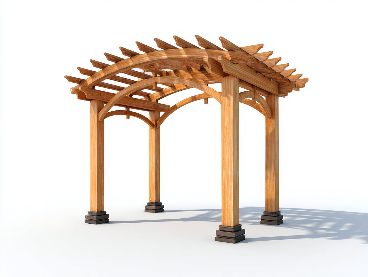Pavillon Holz 340 x 280 x 255 cm - Naturholz-Dunkelbraun - für Garten modernes Design