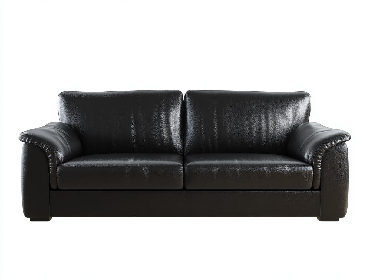 Gerades Sofa Kunstleder 205x90x86 cm - Schwarz - Modernes 2-Sitzer Sofa