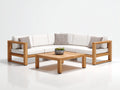 Gartensofa 250x250x72 cm - Holz braun-weiß - modernes Outdoor-Set mit Tisch