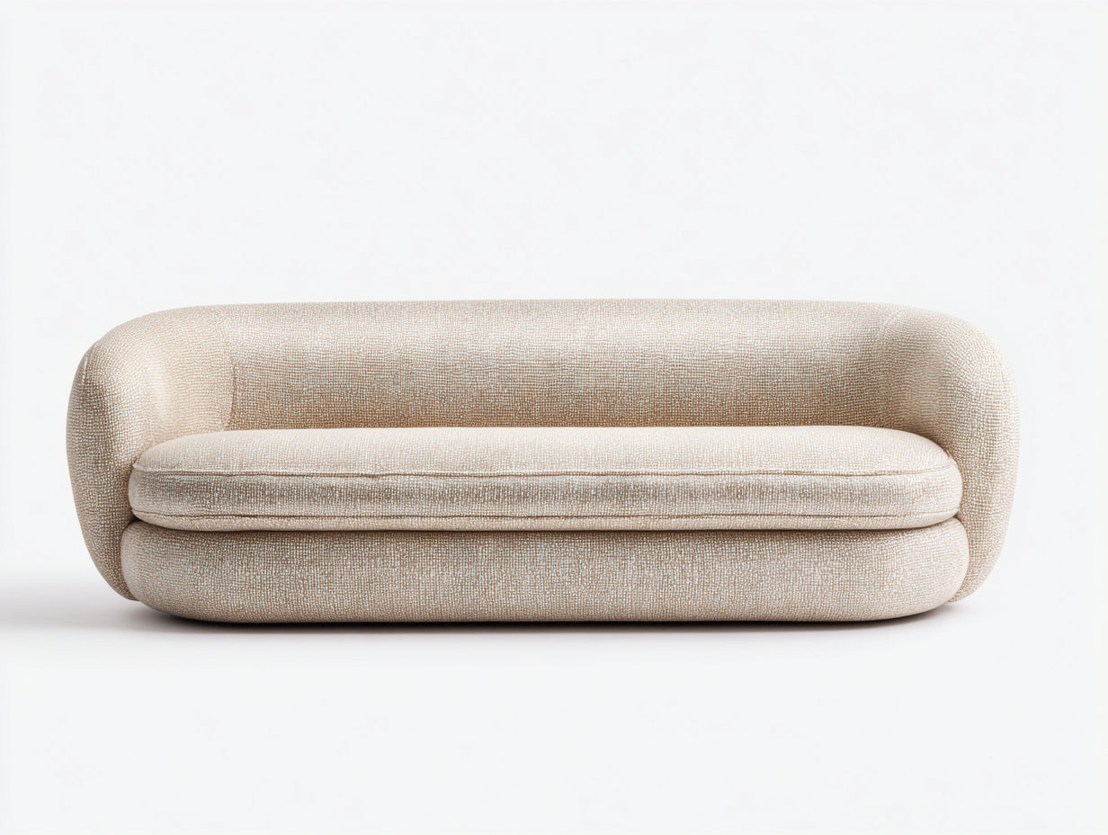 Gerades Sofa 228x94x74 cm - Bouclé-Stoff beige - moderner Lounge-Stil für Wohnzimmer