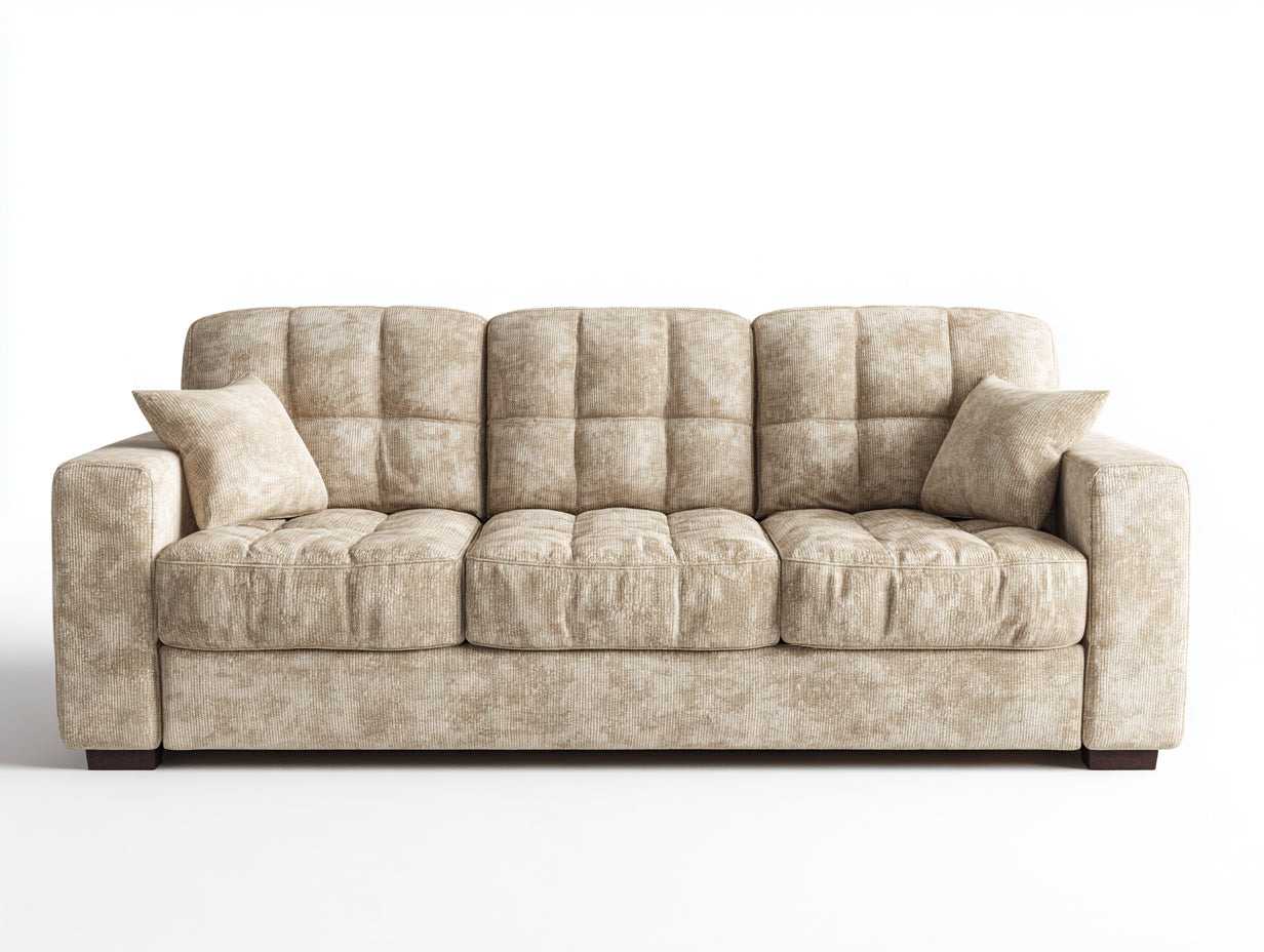 Gerades Sofa Stoffbezug 226x94x84 cm - Beige - komfortables Wohnzimmer-Sofa mit gepolsterter Struktur