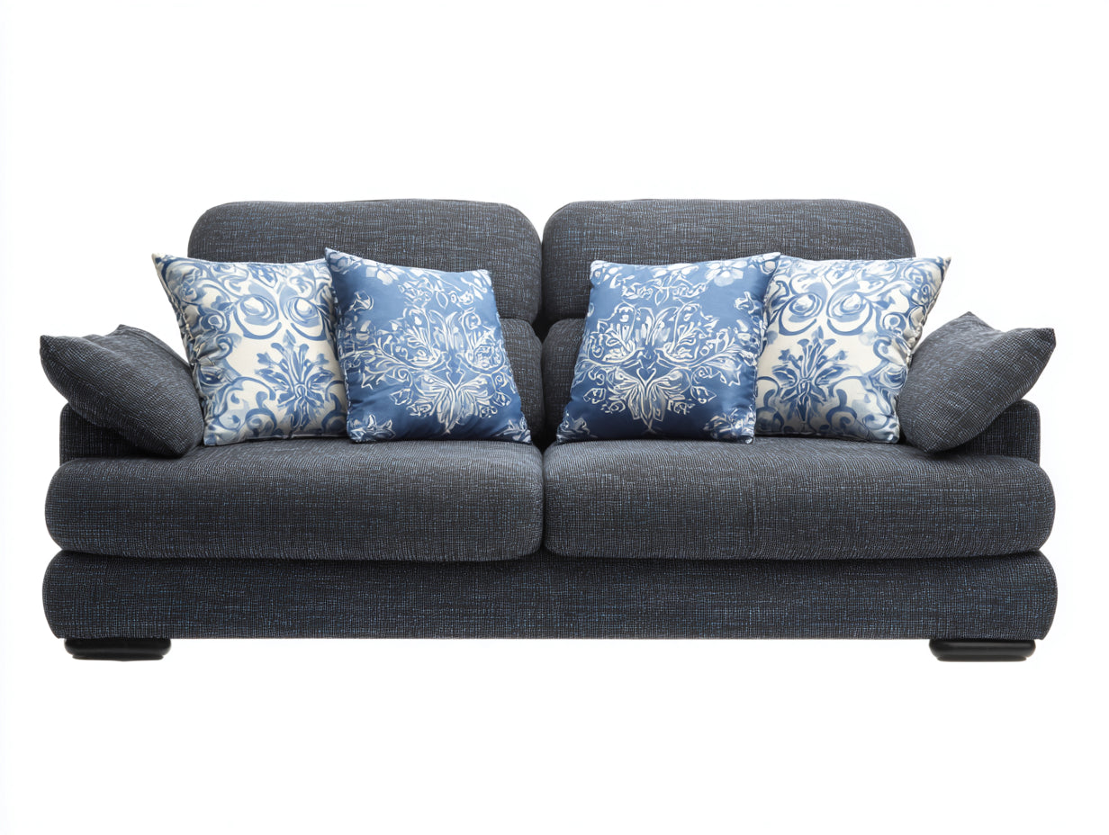 Gerades Sofa Stoff 230 x 92 x 86 cm - Dunkelblau - für Wohnzimmer klassisches Design