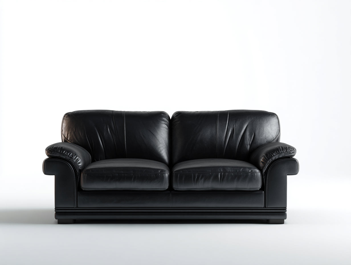Gerades Sofa Kunstleder 195x92x88 cm - Schwarz - Komfortables 2-Sitzer Sofa