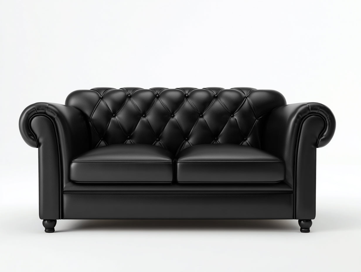 Gerades Sofa Kunstleder 168x88x78 cm - Schwarz - klassisches Sofa für Wohnzimmer
