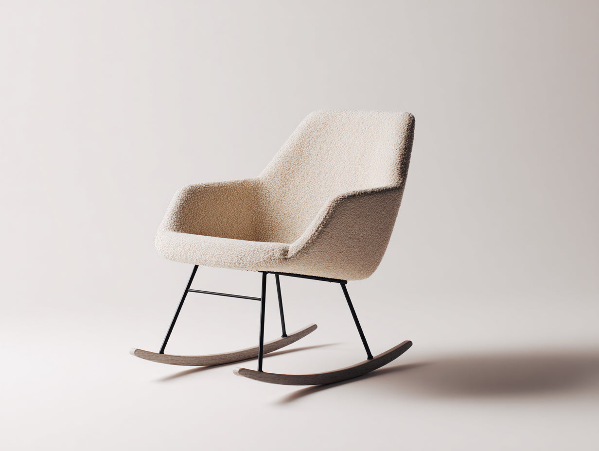 Schaukelstühle 72x90x96 cm - Bouclé-Stoff beige - moderner Relax-Stil für Wohnzimmer
