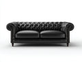 Gerades Sofa 215x88x76 cm - Kunstleder schwarz - Chesterfield-Stil für Wohnzimmer