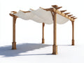 Pavillon Holzrahmen mit Stoffdach 335x285x245 cm - Naturholz-Cremeweiß - klassisches Design