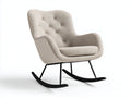 Schaukelstühle Stoffbezug 74x86x96 cm - Beige-Schwarz - moderner Schaukelstuhl für Wohnzimmer