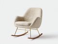 Schaukelstühle 81x91x93 cm - Teddy-Stoff in Beige mit Metall und Holzkufen - moderner Wohnstil