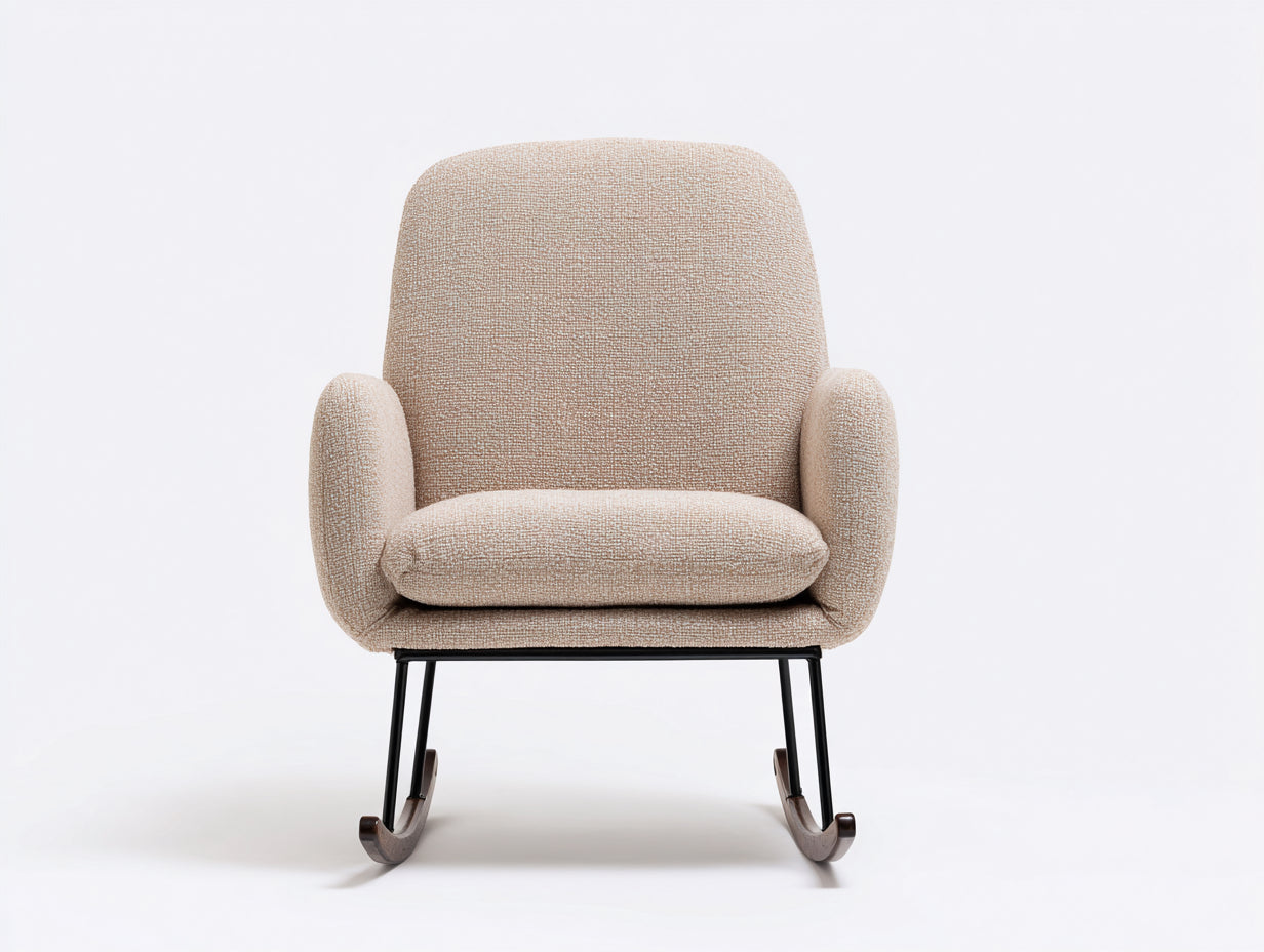 Schaukelstühle 76x86x98 cm - Bouclé-Stoff beige - moderner Relax-Stil für Wohnzimmer