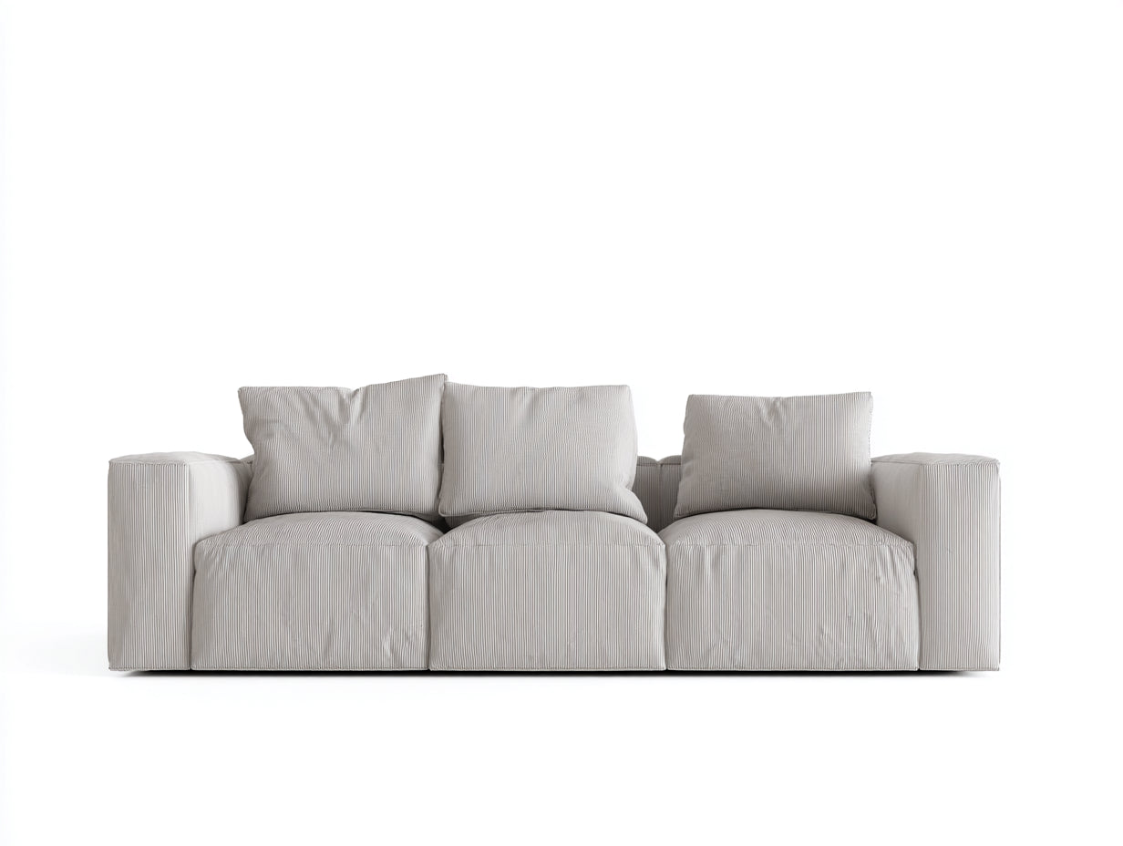Gerades Sofa Cordstoff mit breiten Armlehnen 230x95x80 cm - Hellgrau - modernes Design