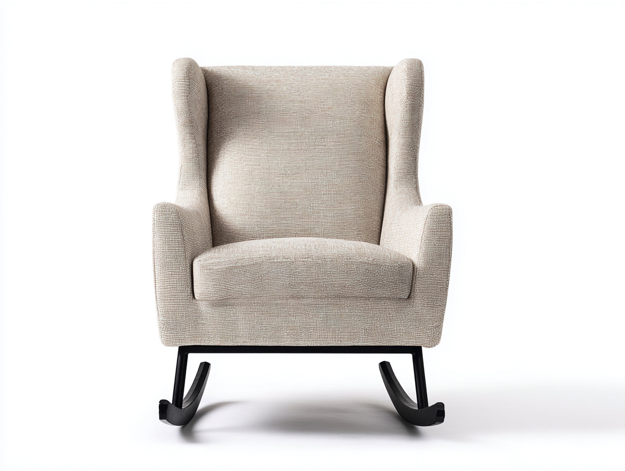 Schaukelstühle Stoffbezug 78x82x108 cm - Beige-Schwarz - klassischer Schaukelstuhl für Wohnzimmer