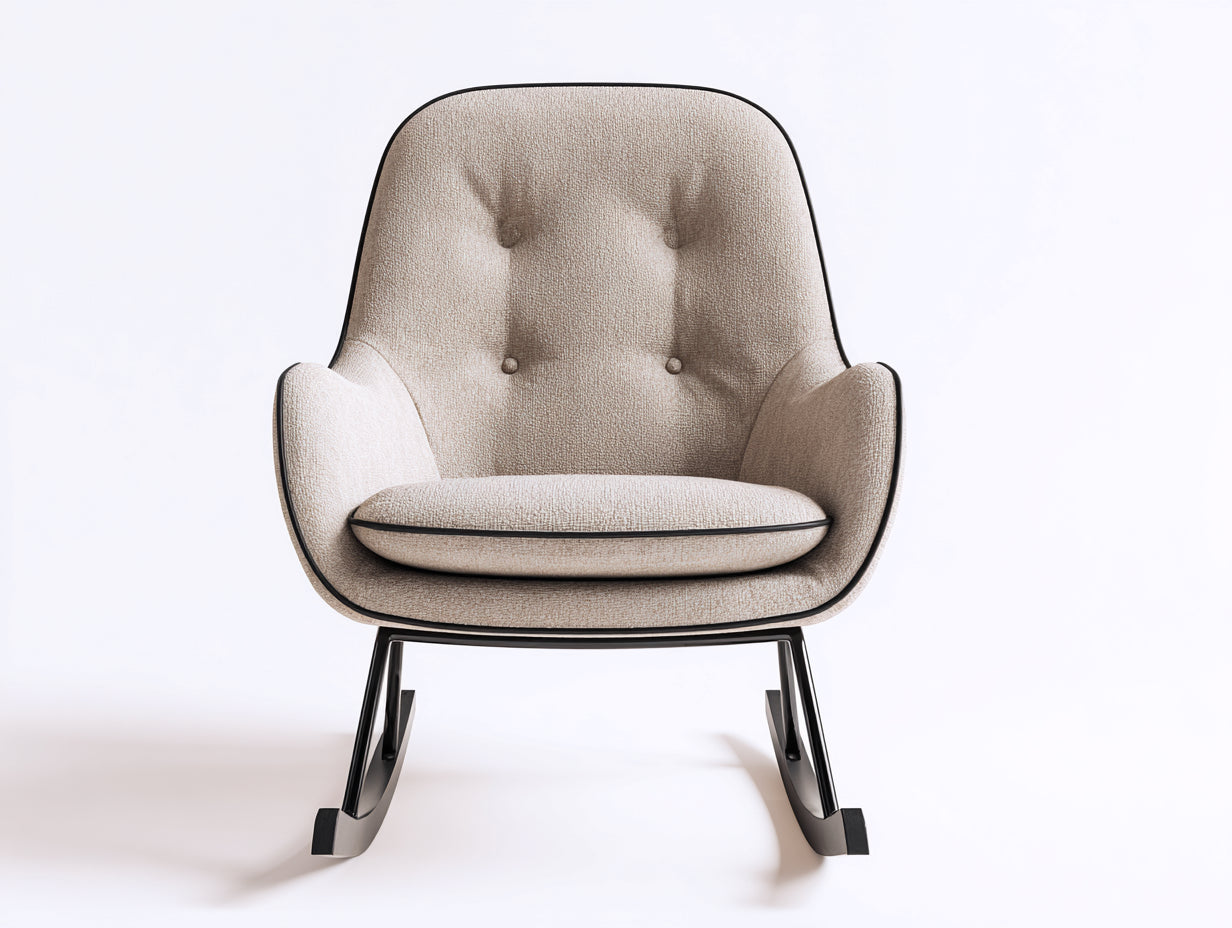 Schaukelstühle Stoff 78 x 72 x 92 cm - Beige-Schwarz - für Wohnzimmer modernes Design