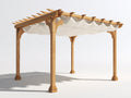 Pavillon Holz 390x310x260 cm - Naturholz-Cremeweiß - rustikaler Gartenpavillon für Außenbereich